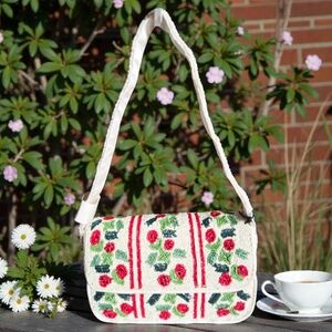 NEW Rachel Zoe Hand Beaded Shoulder Bag Cherry Floral Purse New with Tags